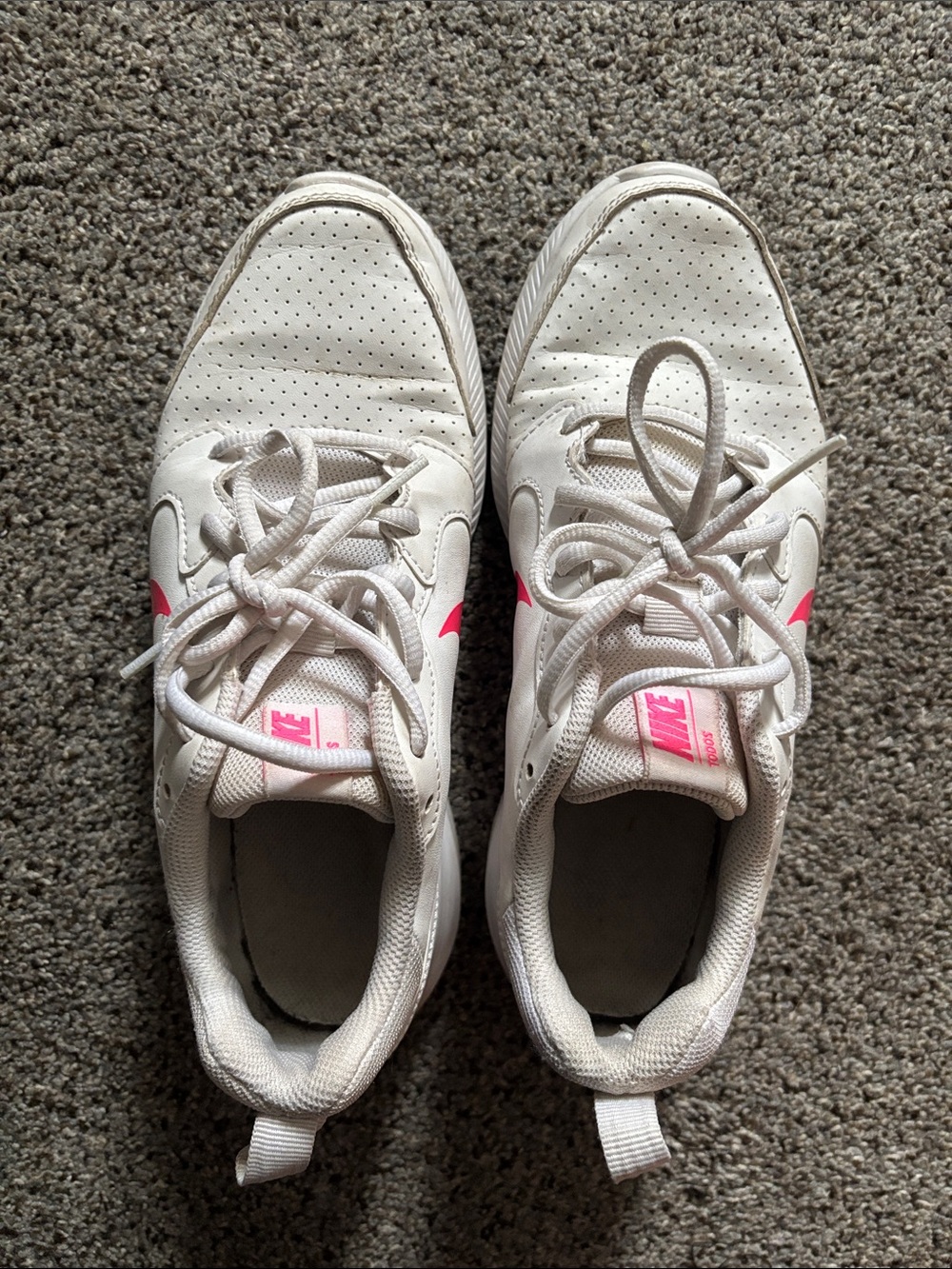 Nike White and Pink Women's Athletic Sneakers